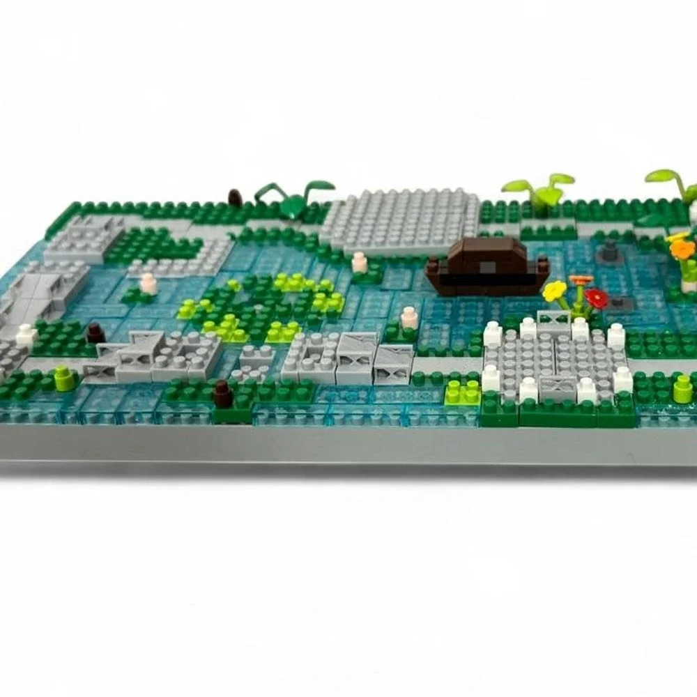 LEGO Custom Garden Pond Diorama Built Display Loose Parts MOC Incomplete